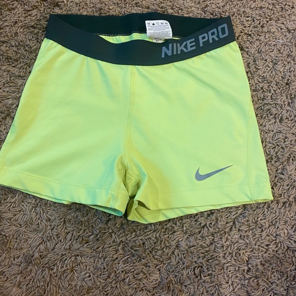 nike pro shorts neon yellow 